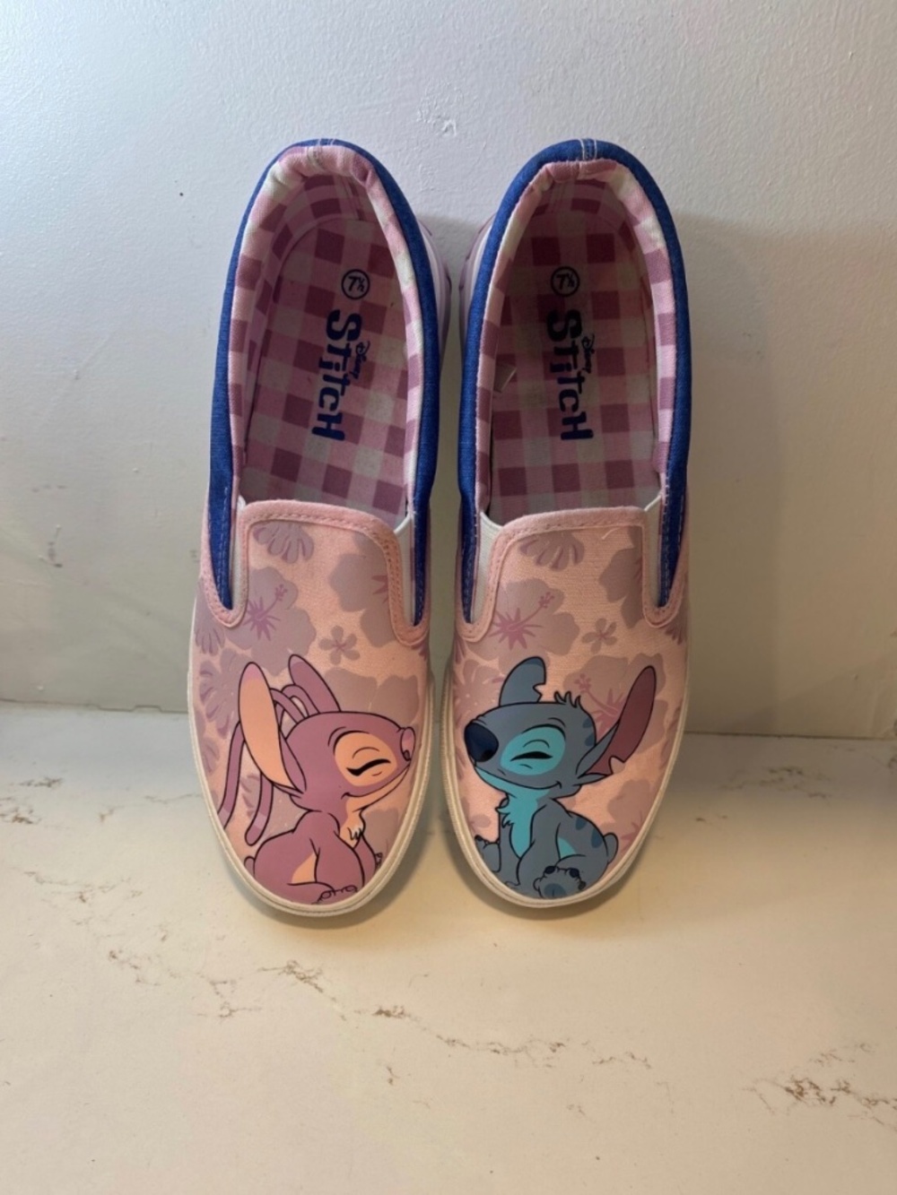 Women's Disney Stitch Low Top Slip on Sneaker, Sizes 7.5